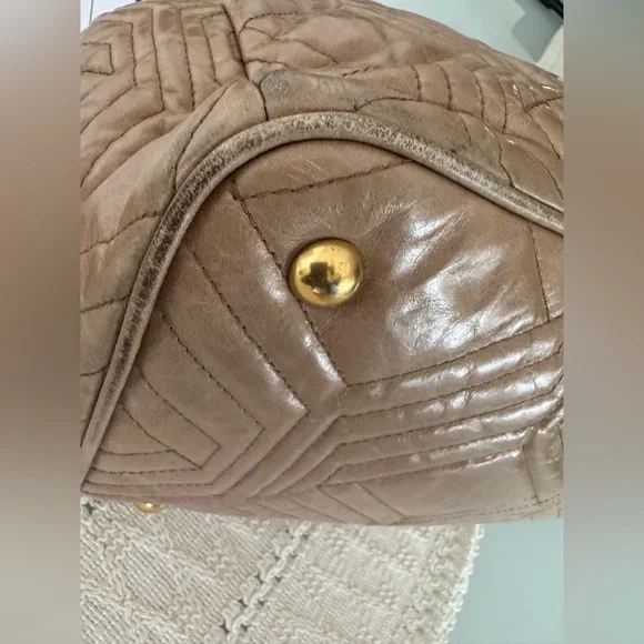 Miu Miu Beige Quilted Satchel, Rare - Picture 5 of 9
